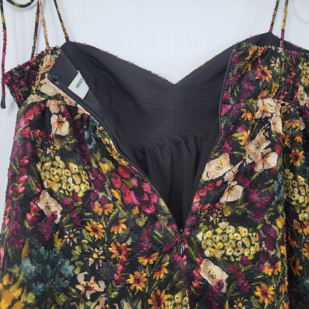 Amanda Uprichard Cece Babydoll Top size XS Dark Floral Sweetheart Coquette Fairy - Picture 8 of 8